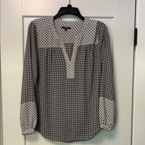NYDJ Black and White Geometric Blouse